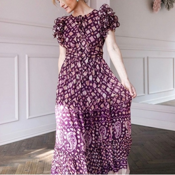 Nwt ULLA JOHNSON Umbra Dress in Bordeaux 2 - Picture 3 of 15